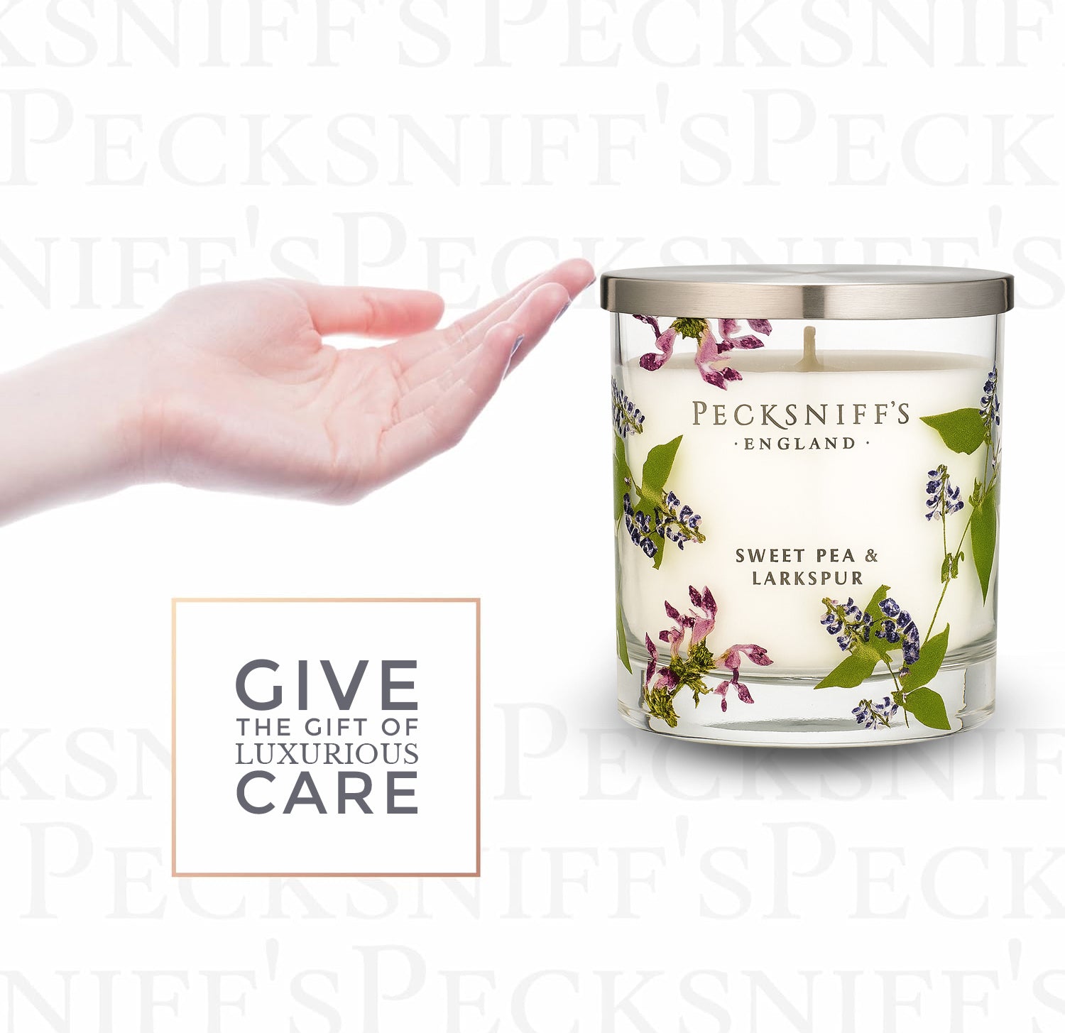 Pecksniff’s 1 Wick Candle – Sweet Pea & Lark Spur, 184 g / 6.49 oz – Long Lasting Burn, Elegant Home Decor & Relaxing Ambiance