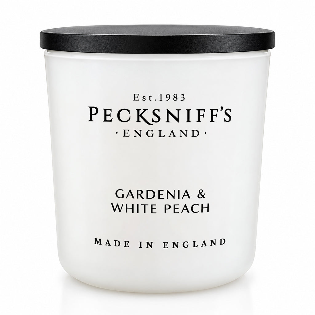 Pecksniff's Gardenia & White Peach Luxury Scented Candle | 1 Wick, 100 g/3.5 oz