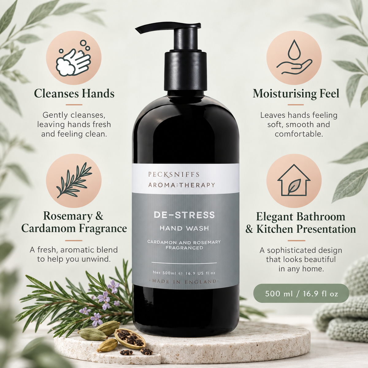 Pecksniff's Aroma:Therapy De-Stress 500 ml/16.9 fl oz Hand Wash