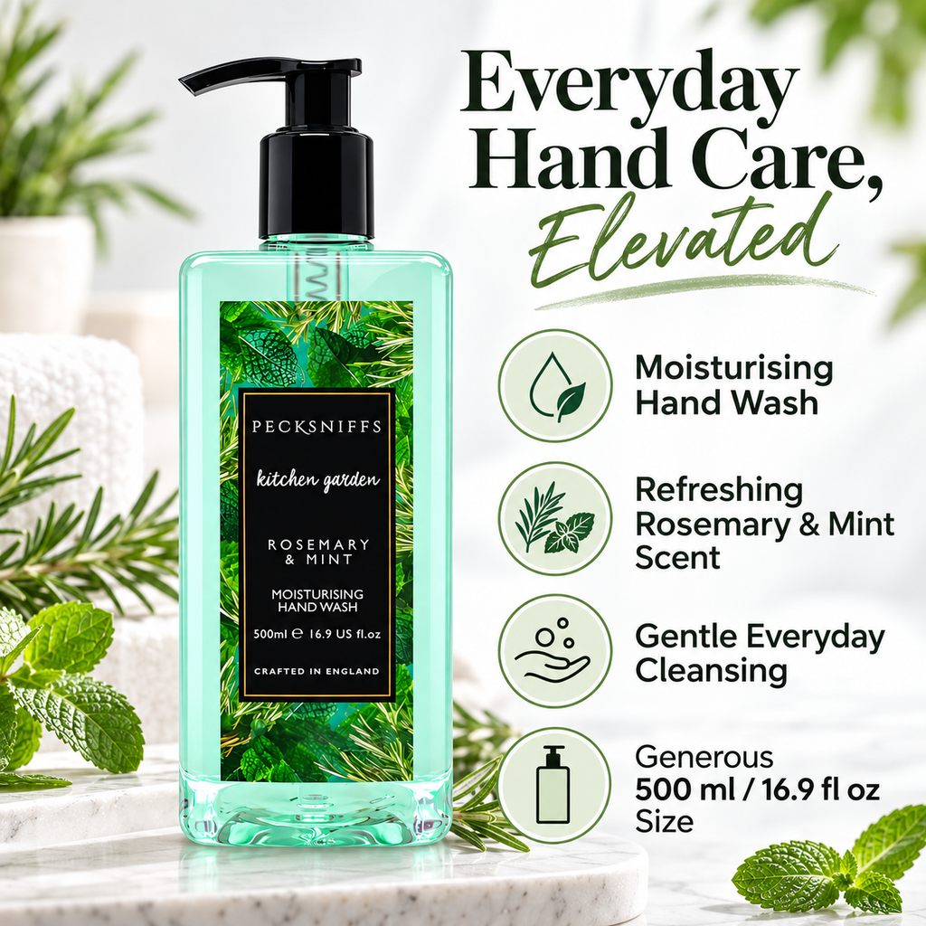 Pecksniffs Rosemary & Mint Scented Moisturizing Hand Wash | 500ml, 16.9 Fl oz