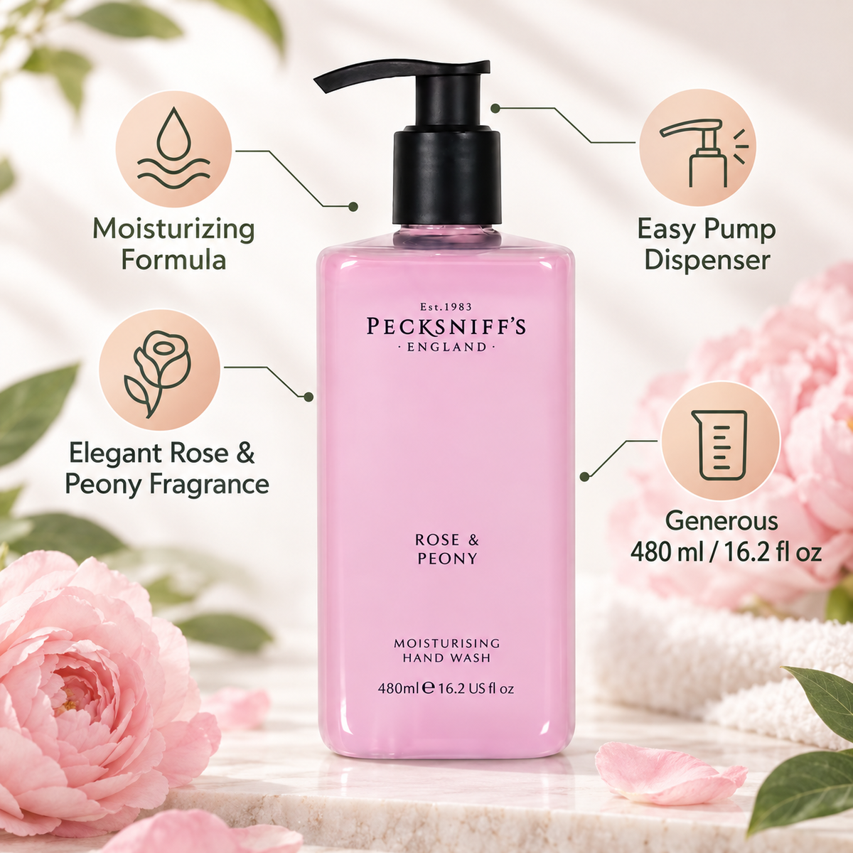 Pecksniff's Rose & Peony Hand Wash 480ml/16.2 fl oz