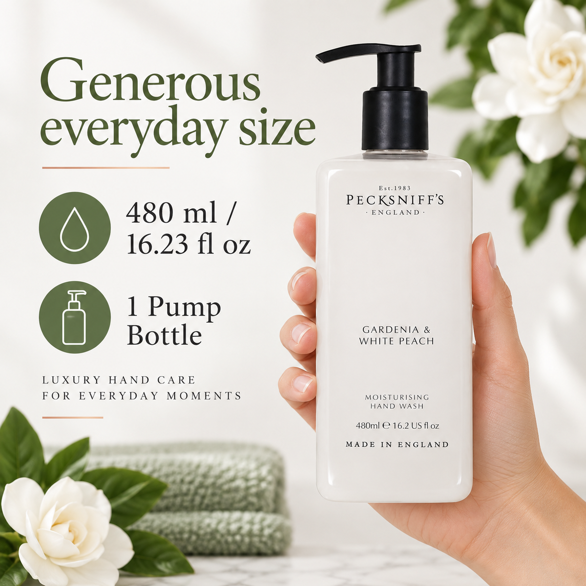 Pecksniff's Gardenia & White Peach Hand Wash 480ml/16.2 fl oz