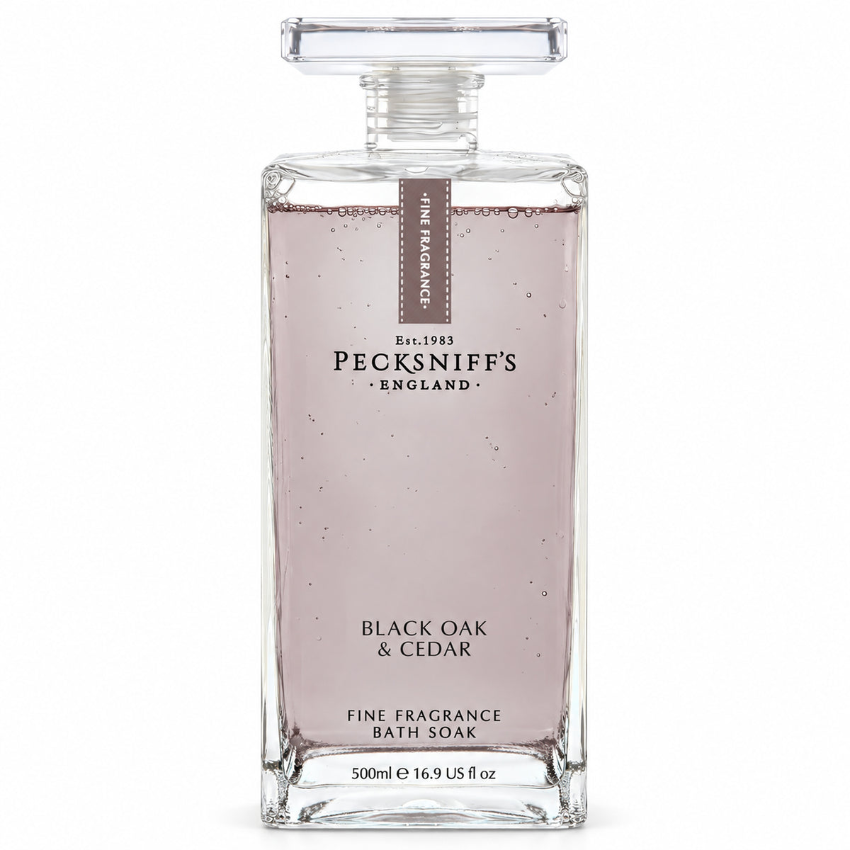 Pecksniff's Prestige Black Oak & Cedar Bath Soak Decanter | 500ml/16.9 Fl Oz