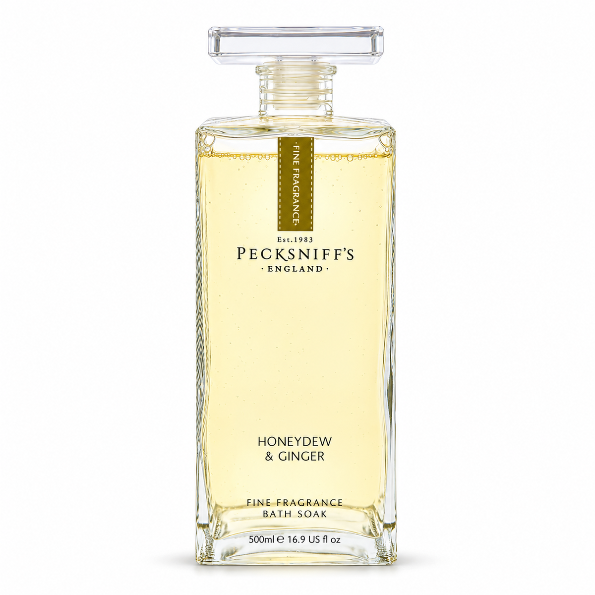 Pecksniff's Prestige Honeydew & Ginger Bath Soak Decanter | 500ml/16.9 Fl Oz