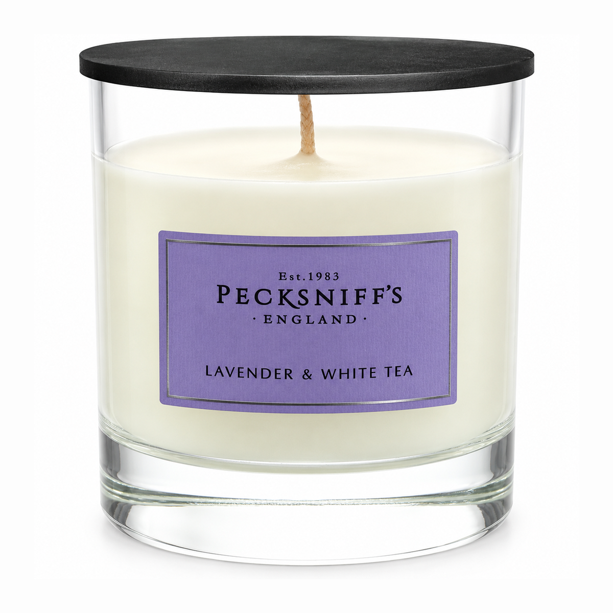 Pecksniff's Classic Lavender & White Tea Scented Candle | 1 Wick, 184g/6.49oz