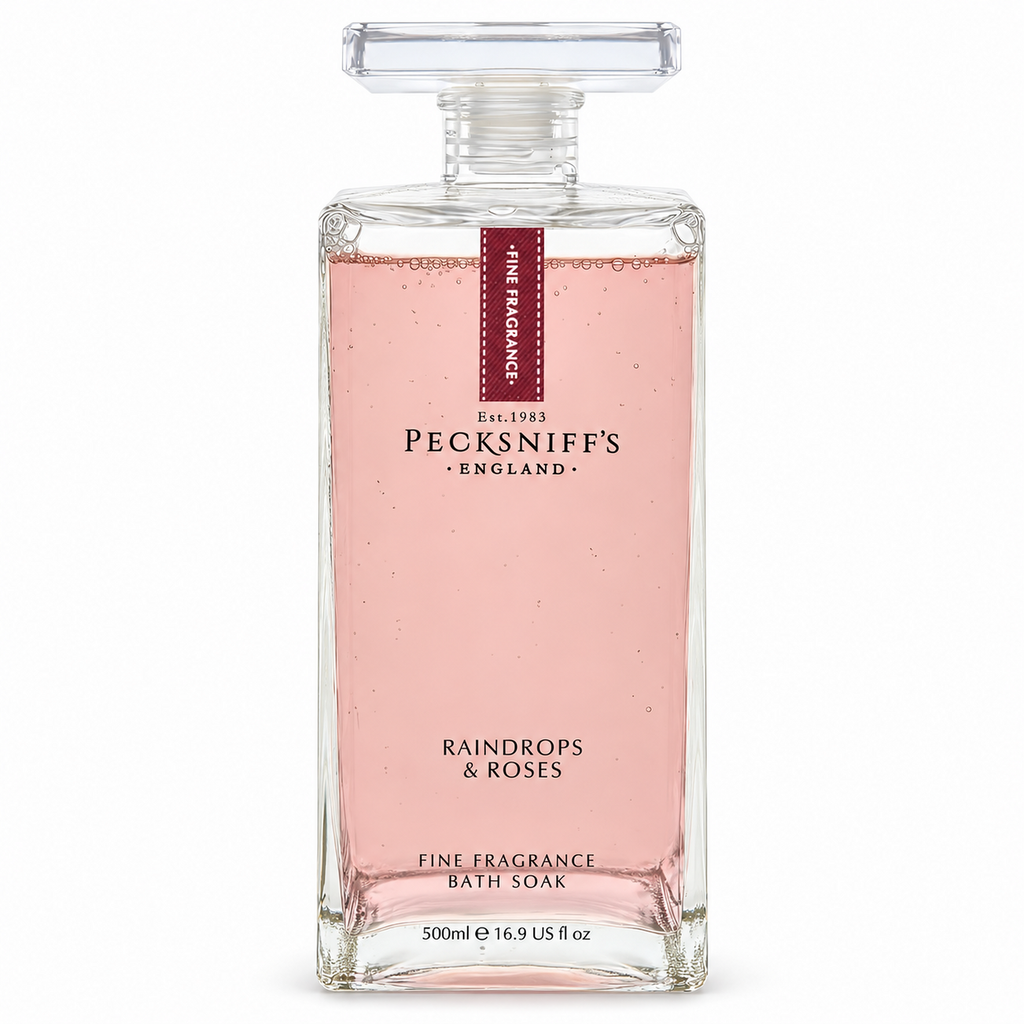 Pecksniff's Prestige Raindrops & Roses Bath Soak Decanter | 500ml/16.9 Fl Oz