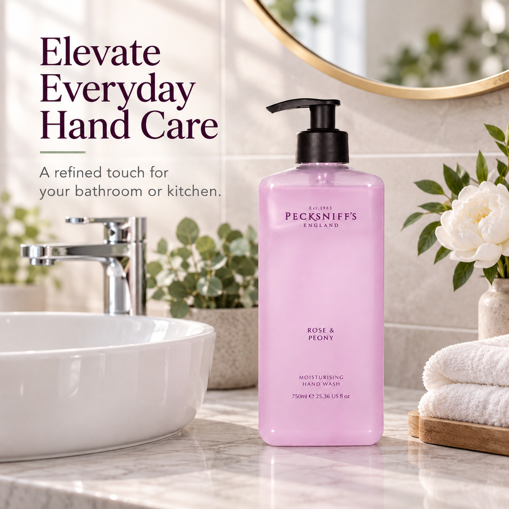 Pecksniff's Classic Rose & Peony Scented Moisturizing Hand Wash | 750ml, 25.3 Fl oz