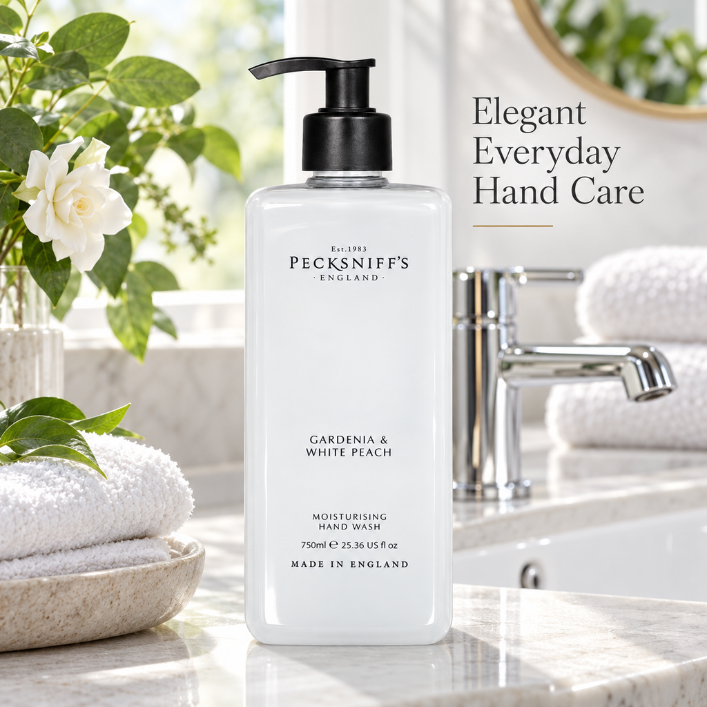 Pecksniff's Classic Gardenia & White Peach Scented Moisturizing Hand Wash | 750ml, 25.3 Fl oz