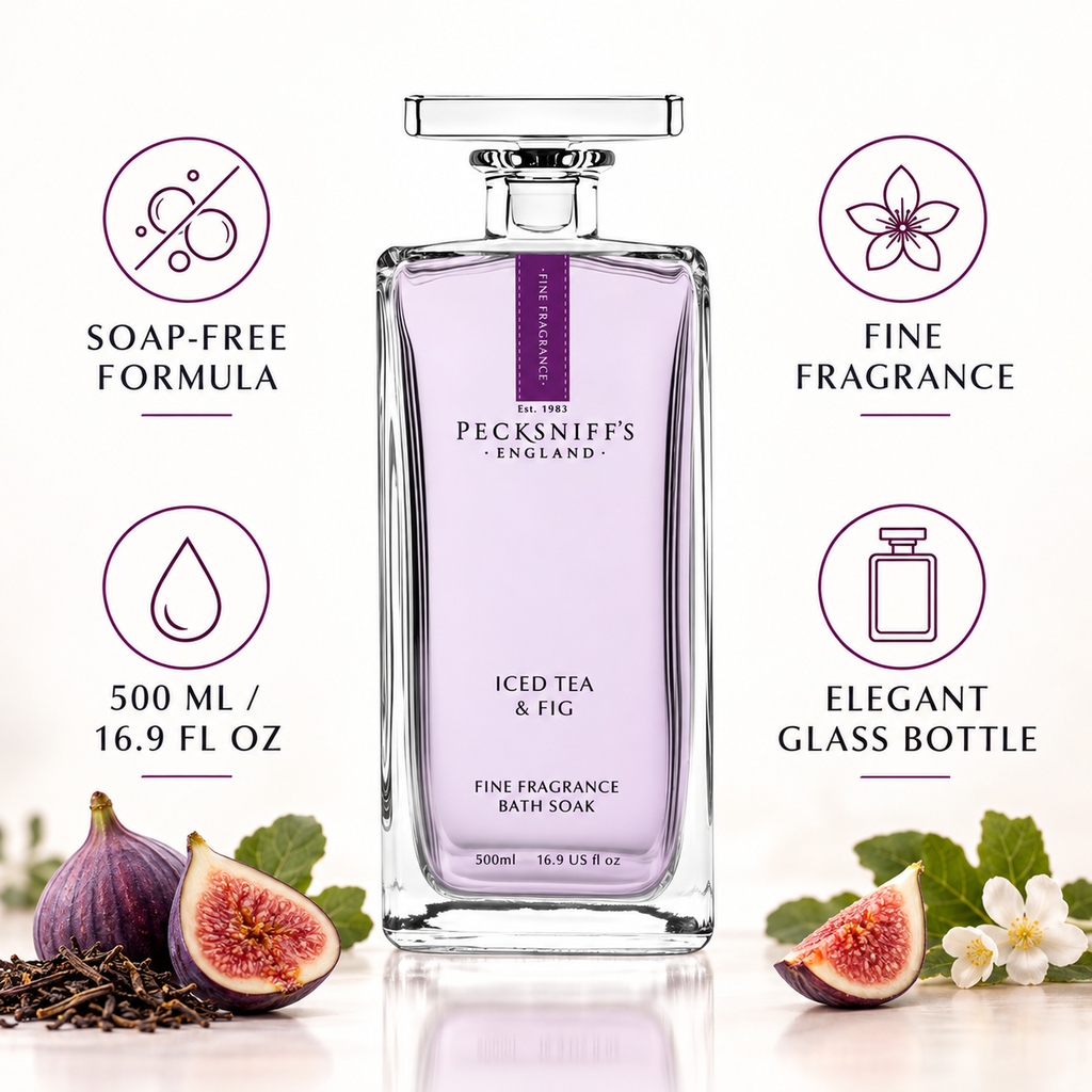 Pecksniff's Prestige Iced Tea & Fig Bath Soak Decanter | 500ml/16.9 Fl Oz