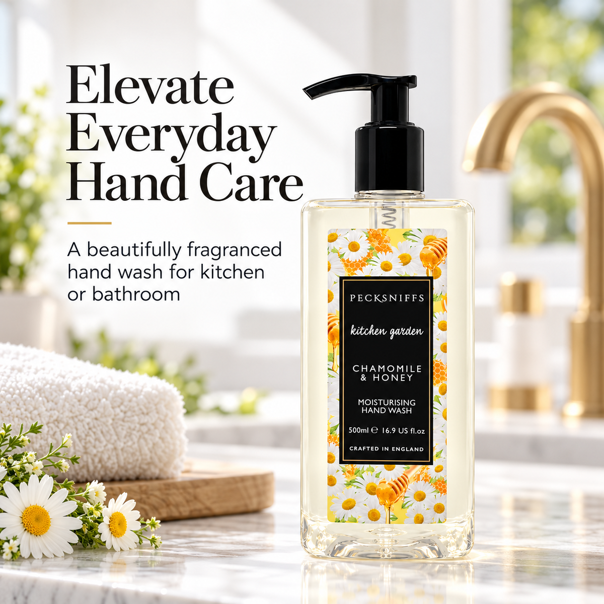 Pecksniff's Classic Chamomile & Honey Scented Moisturizing Hand Wash | 500ml, 16.9 Fl oz