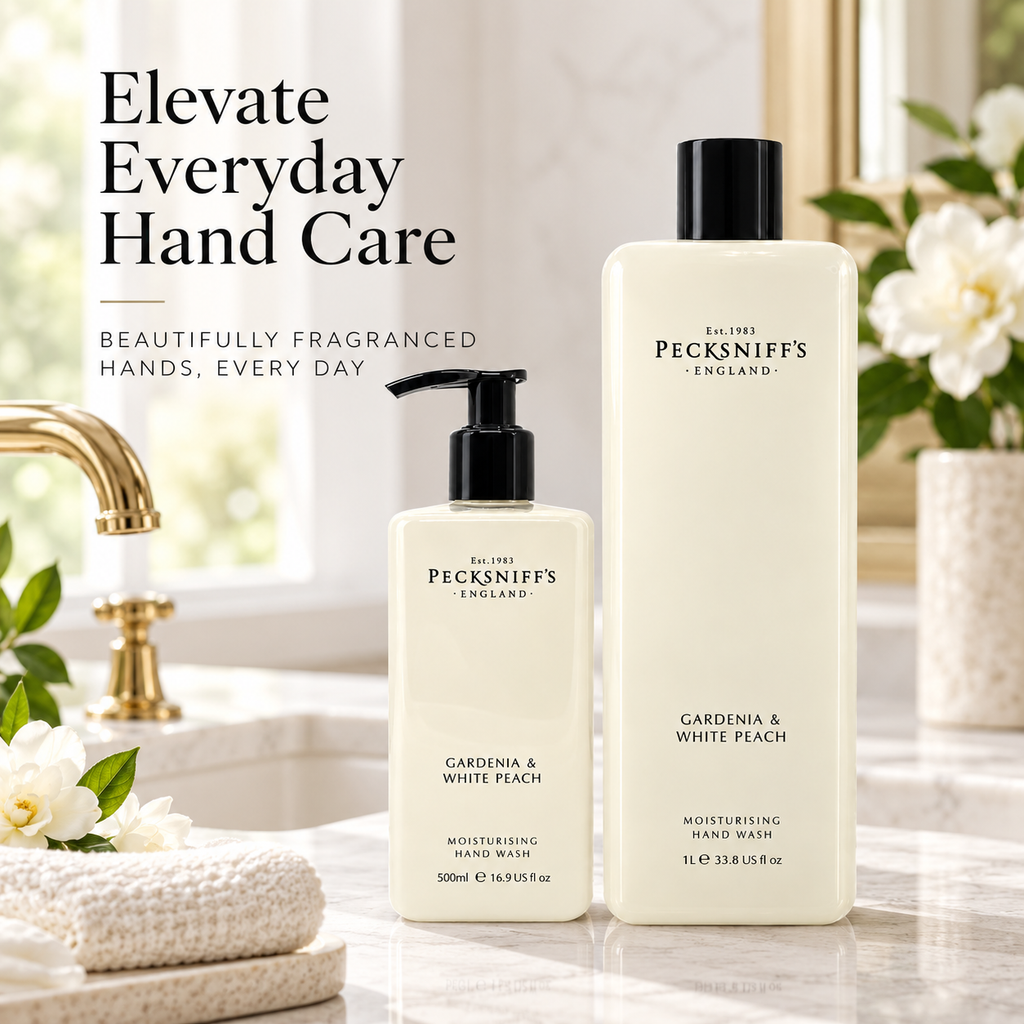 Pecksniffs Classic Gardenia and White Peach Moisturizing Hand Wash 500ml/16.9 Fl oz and Hand Wash Refill 1L/1000ml,33.8 Oz