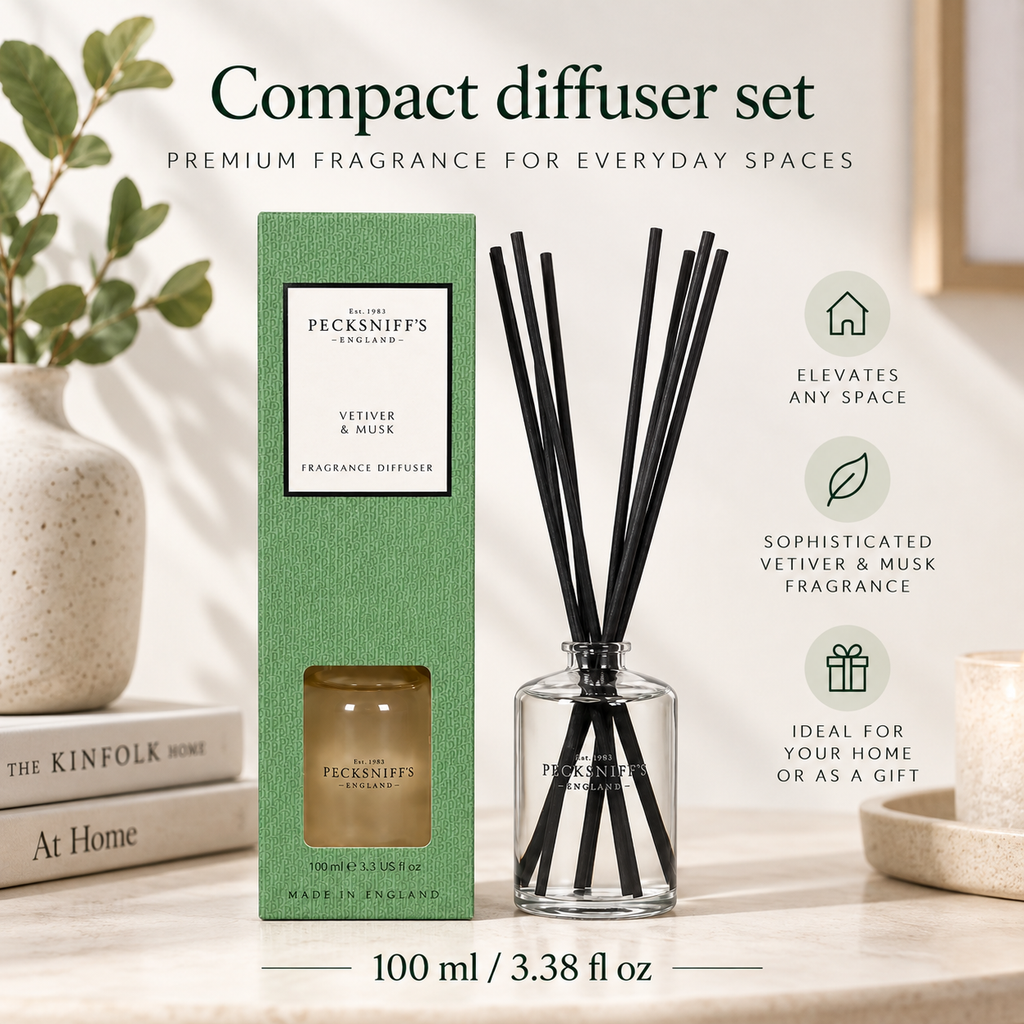 Pecksniff's Vetiver & Musk Diffuser | 100ml/3.38 Fl Oz