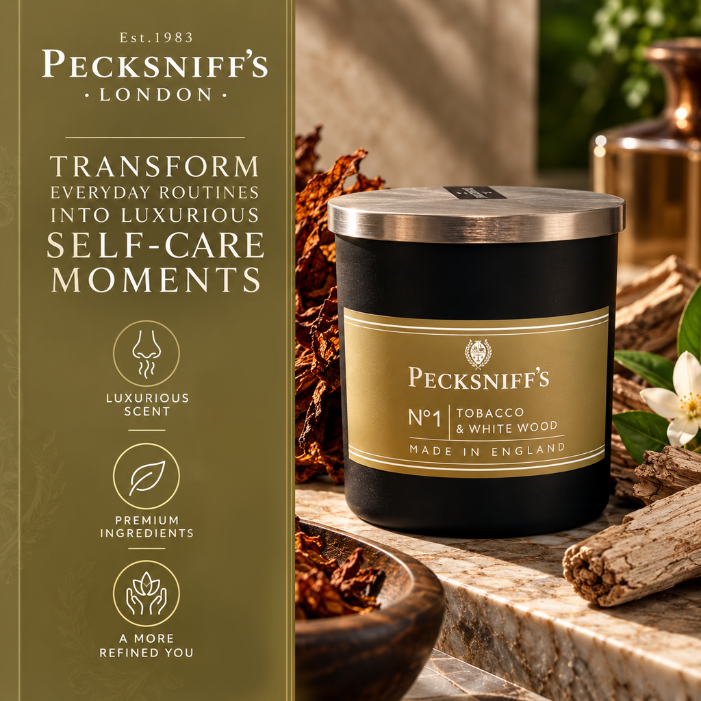 Pecksniff's Tobacco & White Wood Scented Candle | 1 Wick, 100g/3.5oz