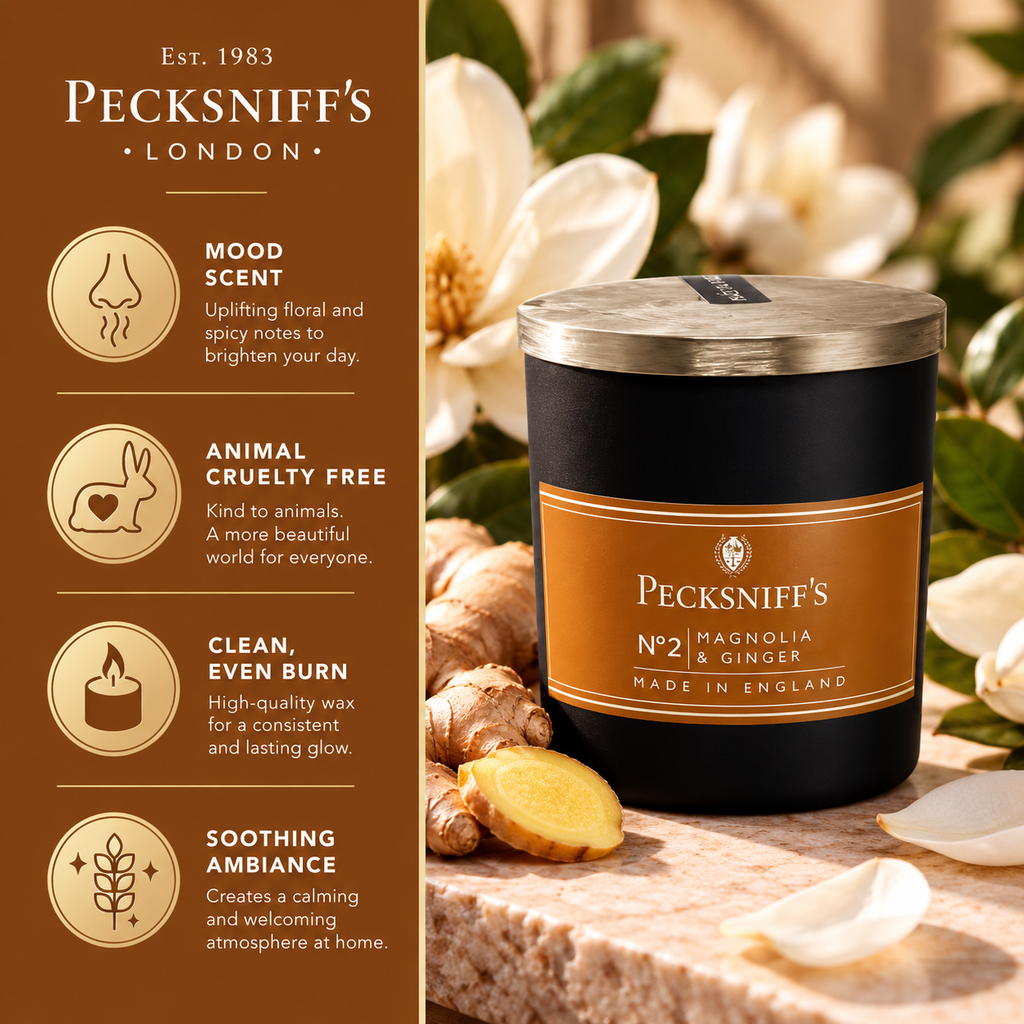 Pecksniffs Magnolia & Ginger Scented Candle | 1 Wick, 100g/3.5oz