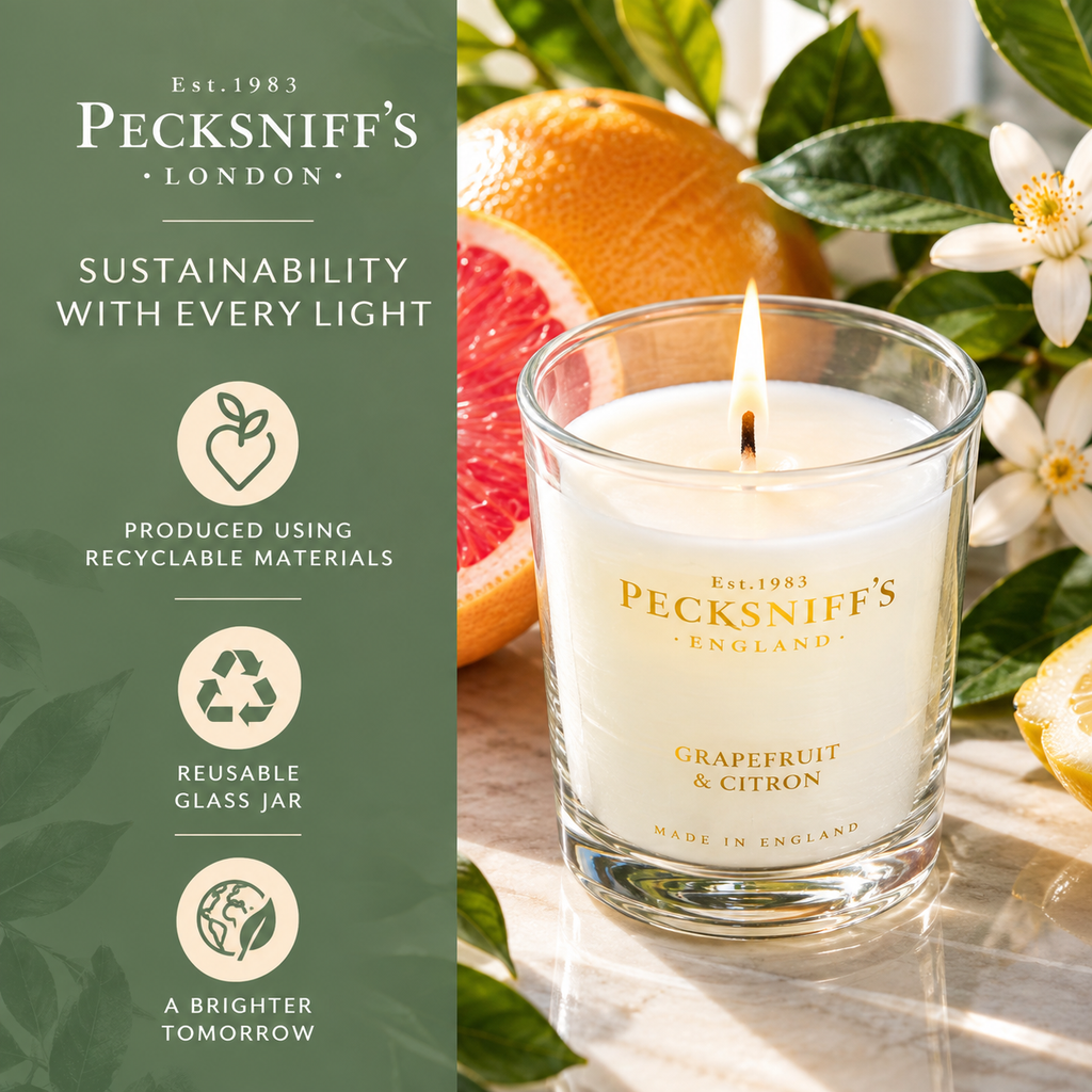 Pecksniff's Grapefruit & Citron Luxury Scented Candle | 1 Wick, 100 g/3.5 oz