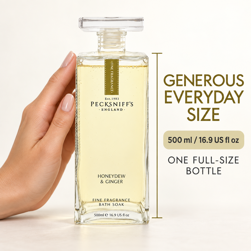 Pecksniff's Prestige Honeydew & Ginger Bath Soak Decanter | 500ml/16.9 Fl Oz