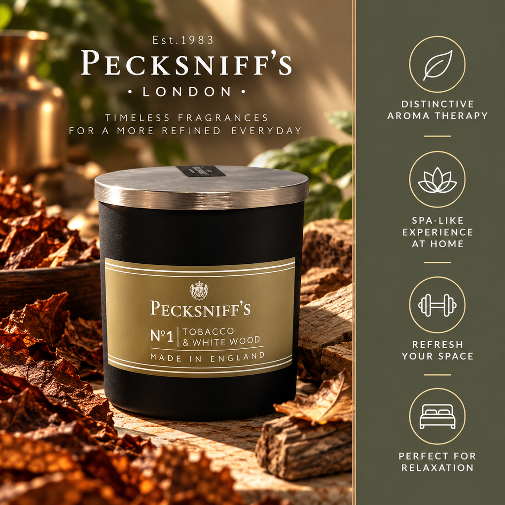 Pecksniff's Tobacco & White Wood Scented Candle | 1 Wick, 100g/3.5oz