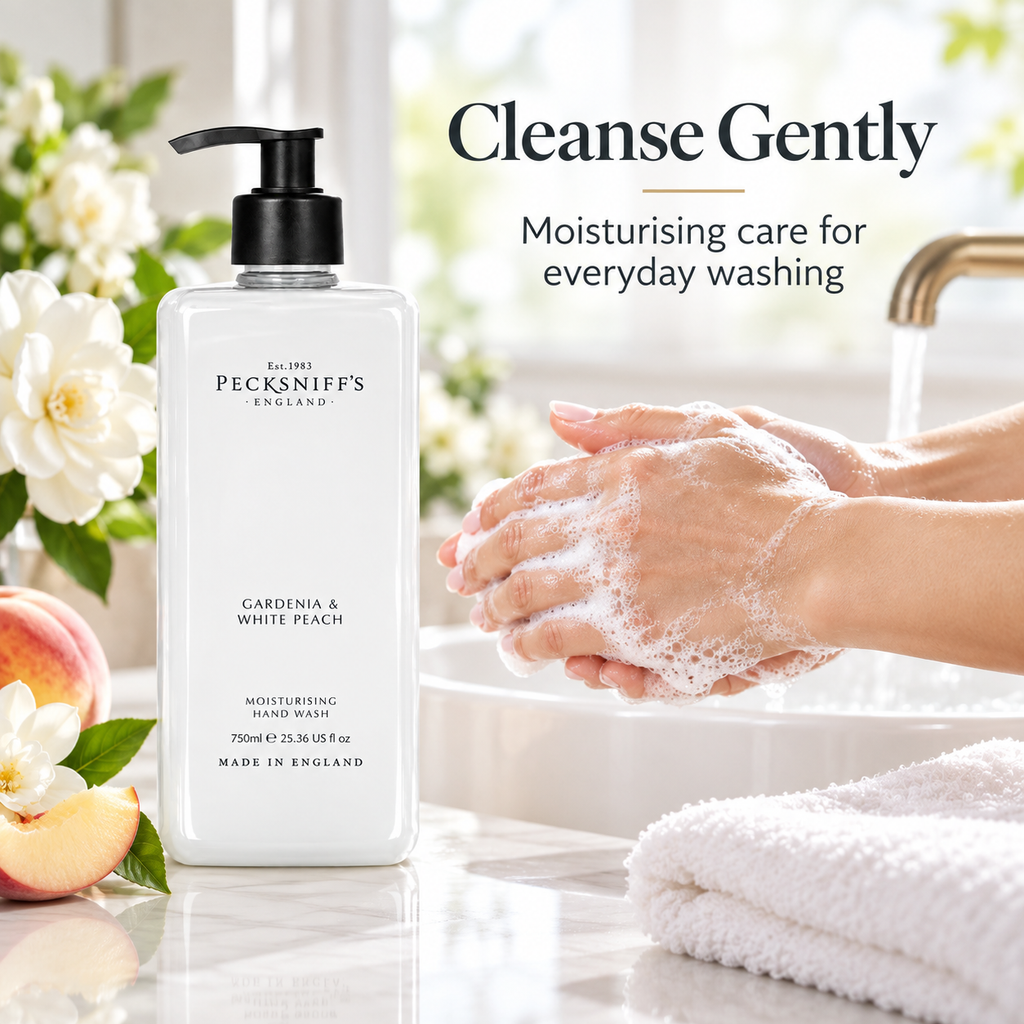 Pecksniff's Classic Gardenia & White Peach Scented Moisturizing Hand Wash | 750ml, 25.3 Fl oz