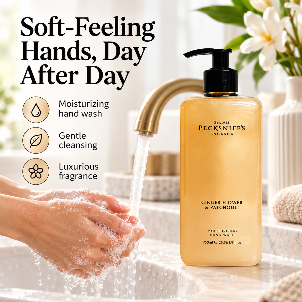 Pecksniff's Classic Ginger Flower & Patchouli Scented Moisturizing Hand Wash | 750ml, 25.3 Fl oz