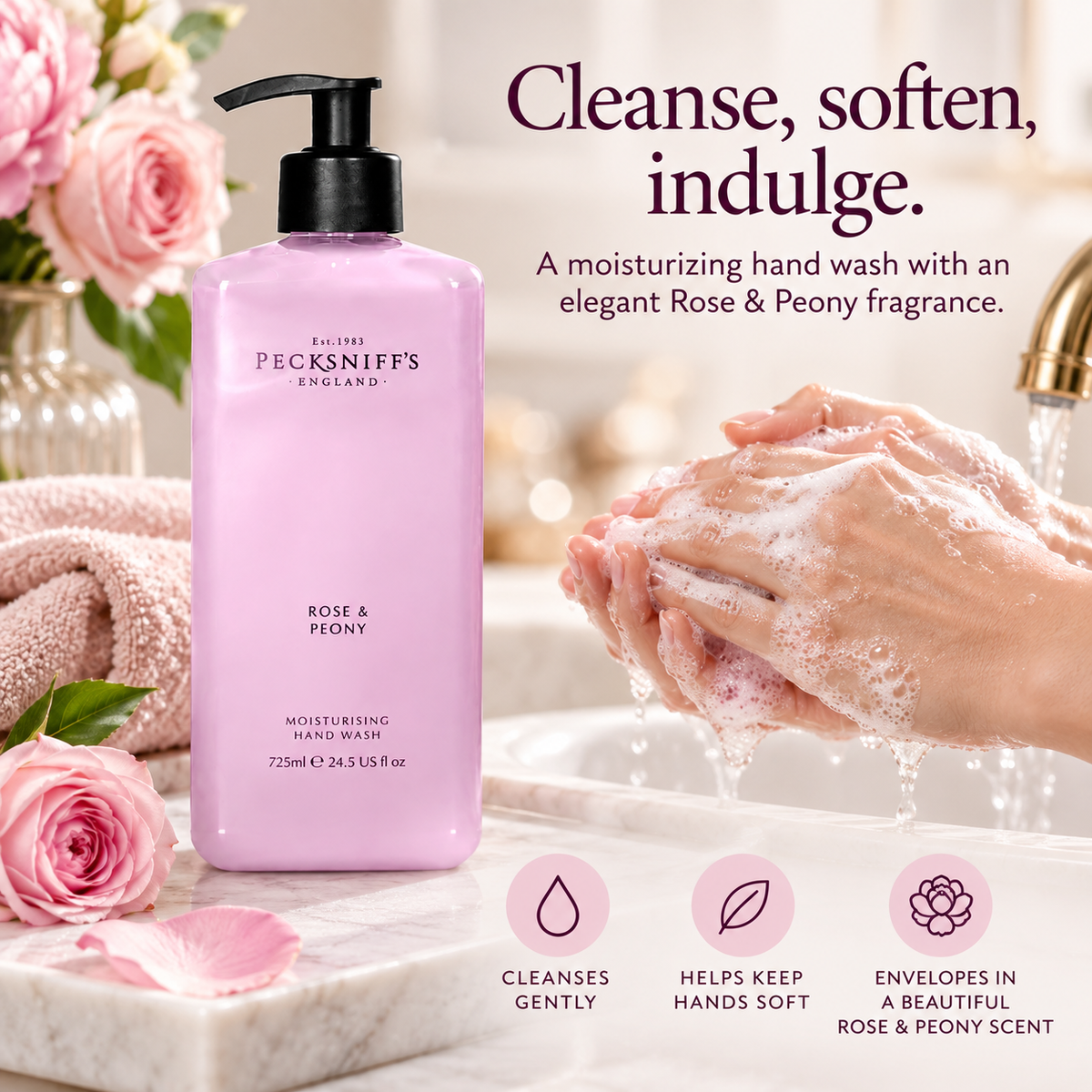 Pecksniff's Rose & Peony Hand Wash 725 ml/24.5 Fl Oz