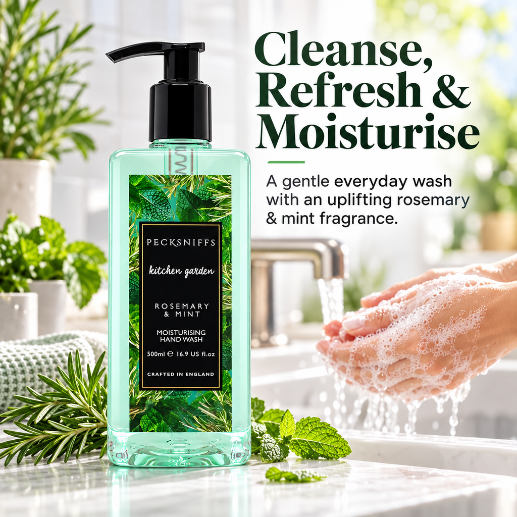 Pecksniffs Rosemary & Mint Scented Moisturizing Hand Wash | 500ml, 16.9 Fl oz