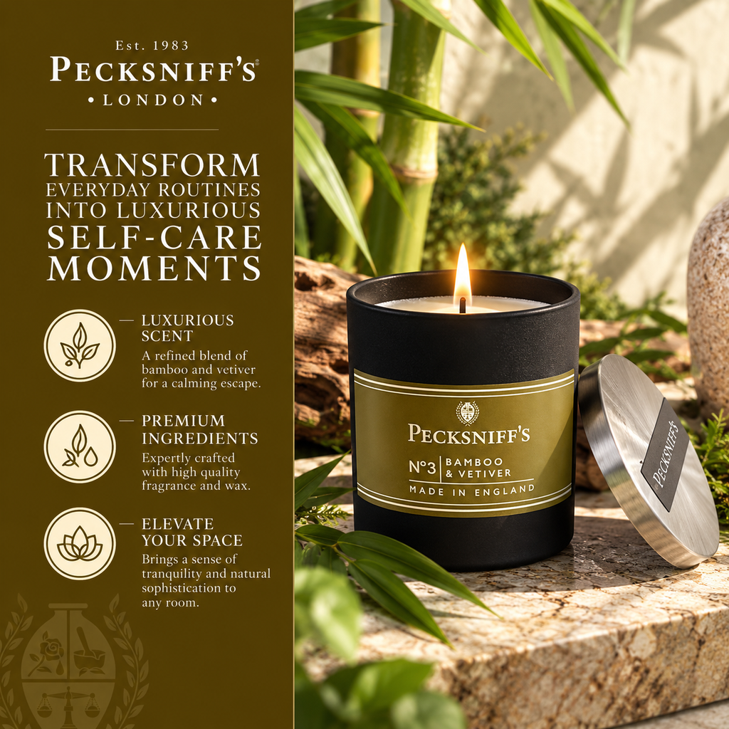 Pecksniffs Bamboo & Vetiver Scented Candle | 1 Wick, 100g/3.5oz