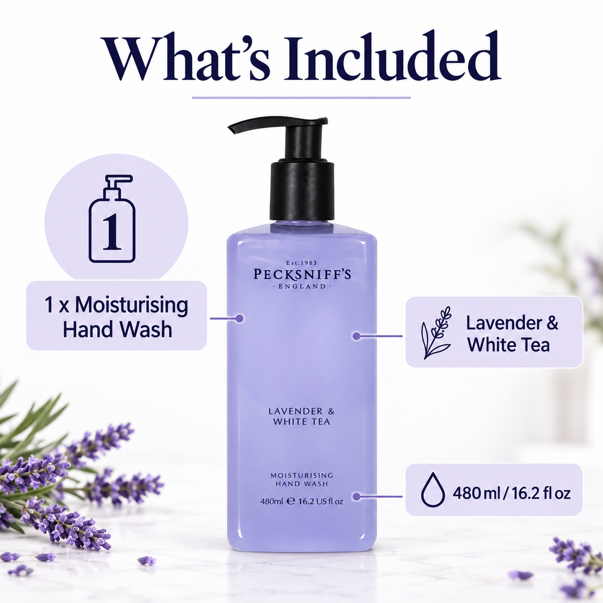 Pecksniff's  Lavender & White Tea Hand Wash 480ml/16.2 fl oz