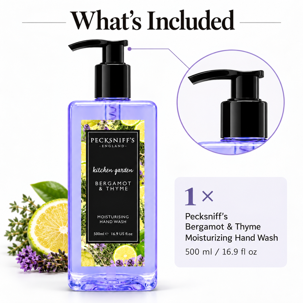 Pecksniff's Classic Bergamot & Thyme Scented Moisturizing Hand Wash | 500ml, 16.9 Fl oz