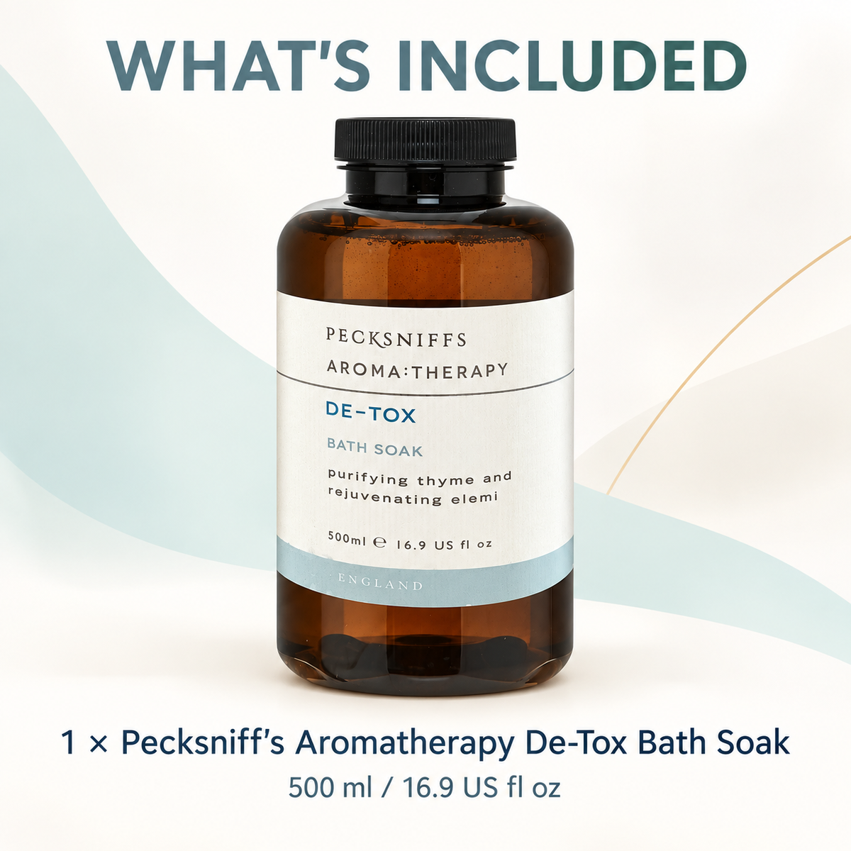 Pecksniffs Aroma:Therapy De-Tox Bath Soak Decanter | 500ml/16.9 Fl Oz