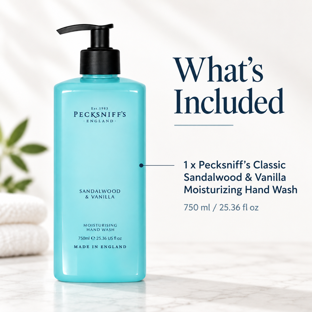 Pecksniff's Classic Sandalwood & Vanilla Scented Moisturizing Hand Wash | 750ml, 25.3 Fl oz