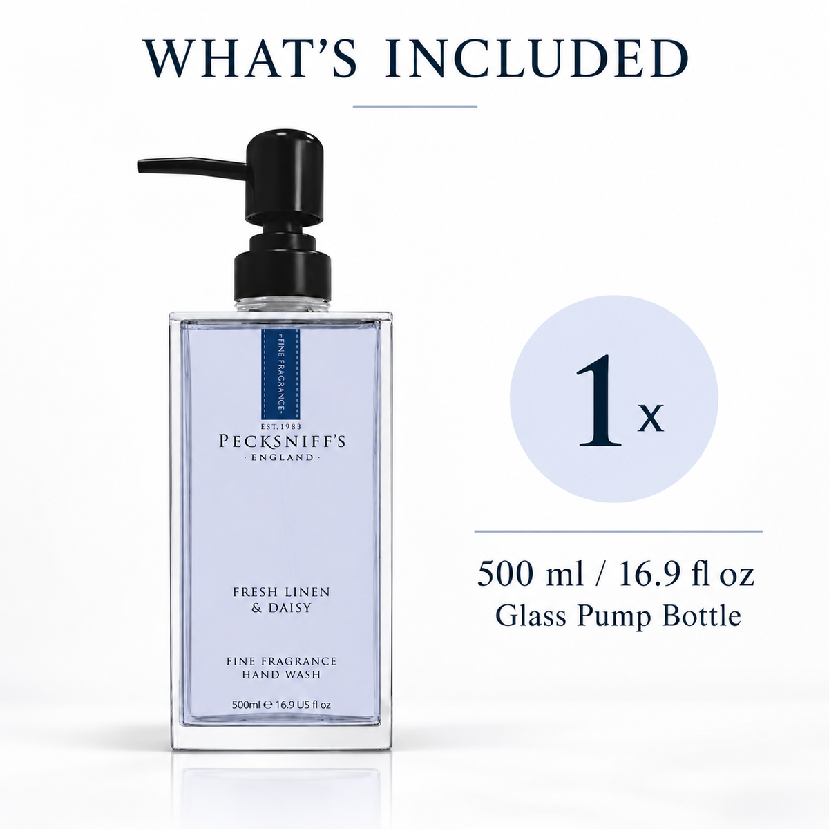 Pecksniffs Fresh Linen & Daisy Fine Fragrance Hand Wash in a Glass Bottle | 500ml, 16.9 Fl oz