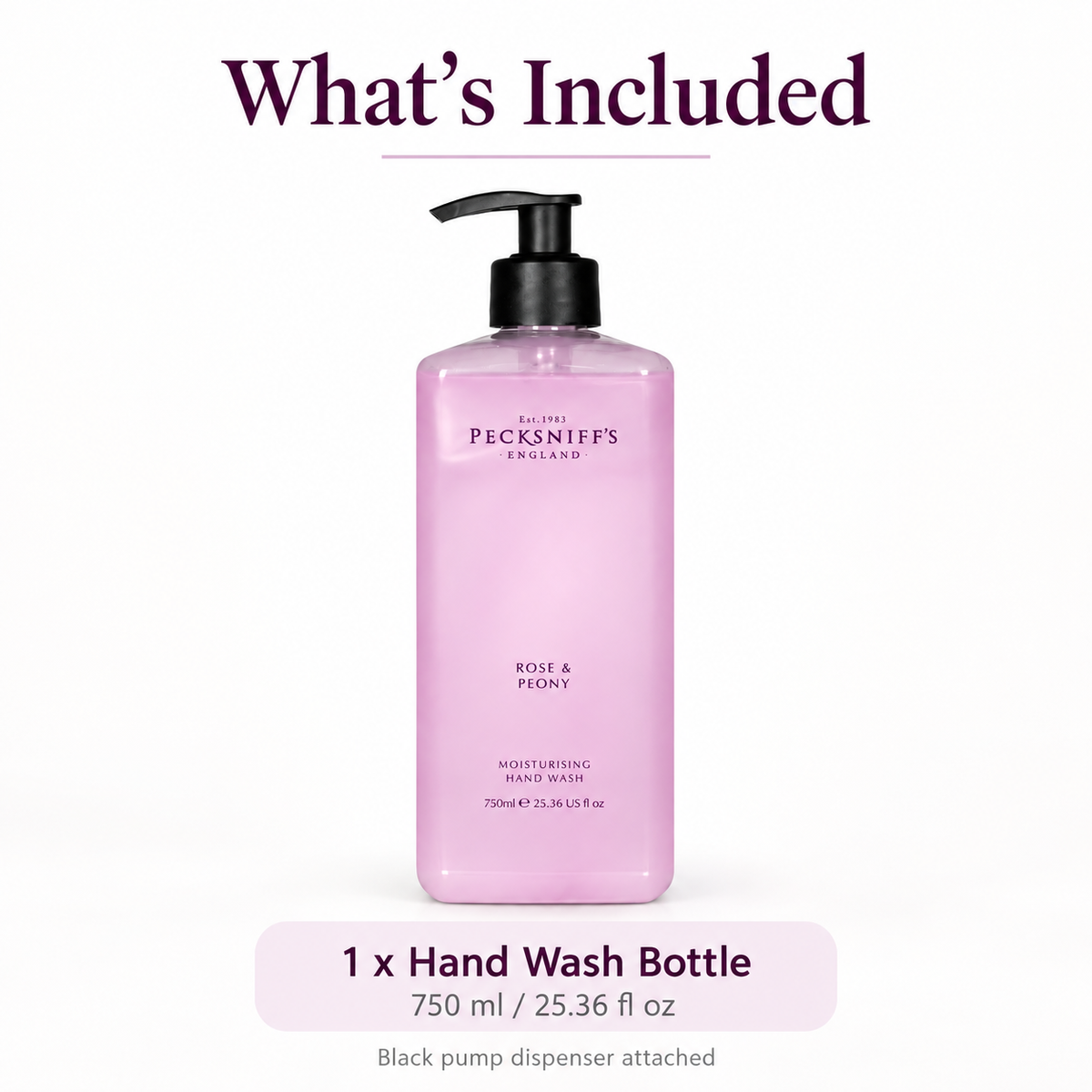 Pecksniff's Classic Rose & Peony Scented Moisturizing Hand Wash | 750ml, 25.3 Fl oz