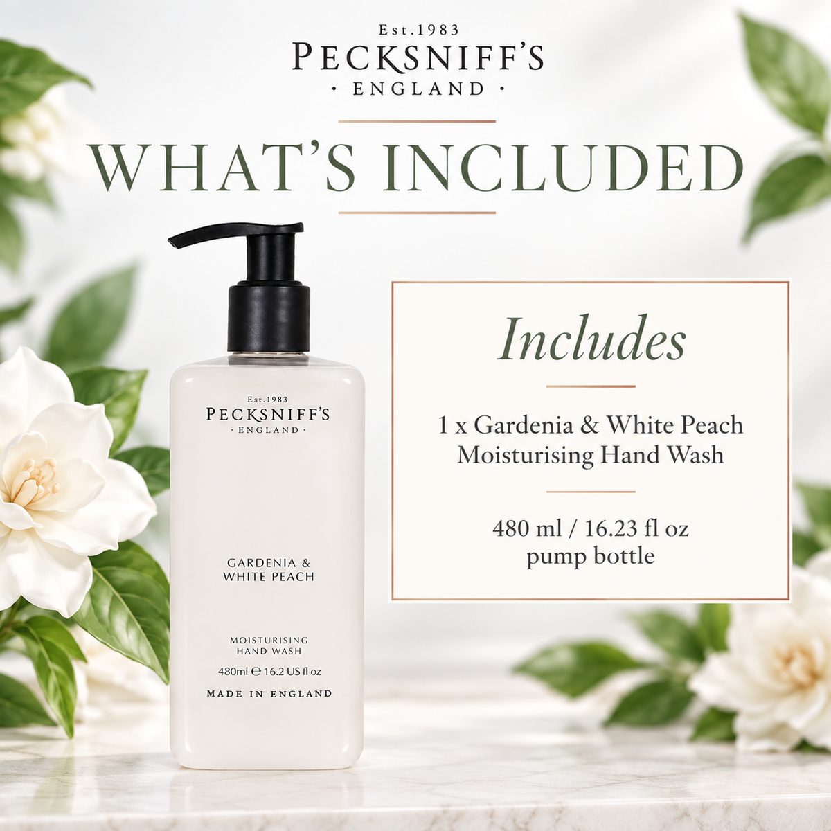 Pecksniff's Gardenia & White Peach Hand Wash 480ml/16.2 fl oz