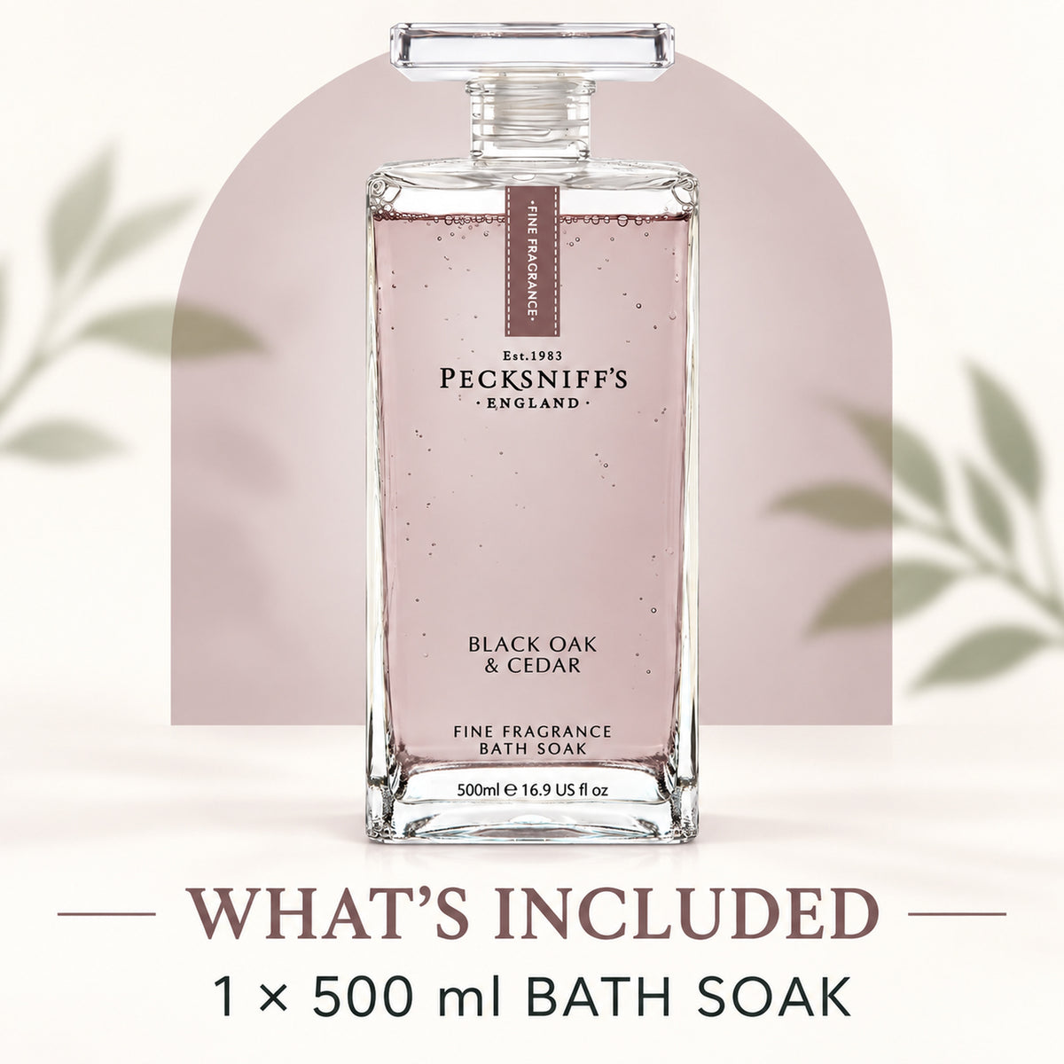Pecksniff's Prestige Black Oak & Cedar Bath Soak Decanter | 500ml/16.9 Fl Oz