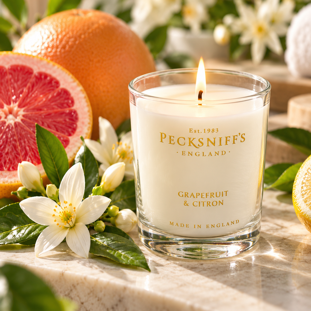 Pecksniff's Grapefruit & Citron Luxury Scented Candle | 1 Wick, 100 g/3.5 oz