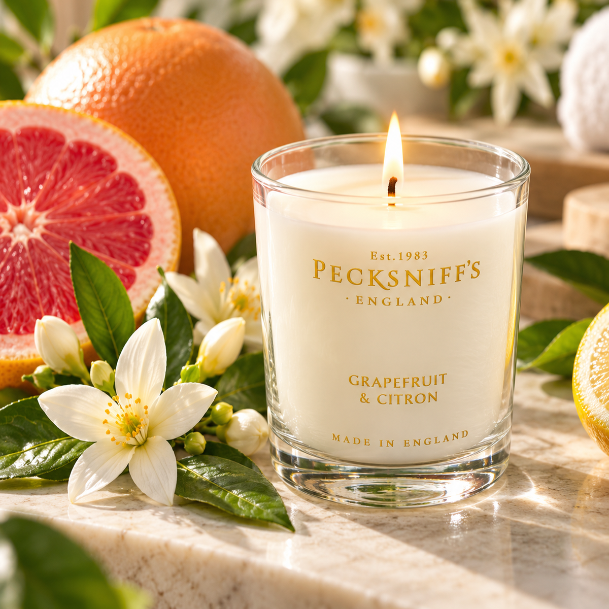 Pecksniff's Grapefruit & Citron Luxury Scented Candle | 1 Wick, 100 g/3.5 oz