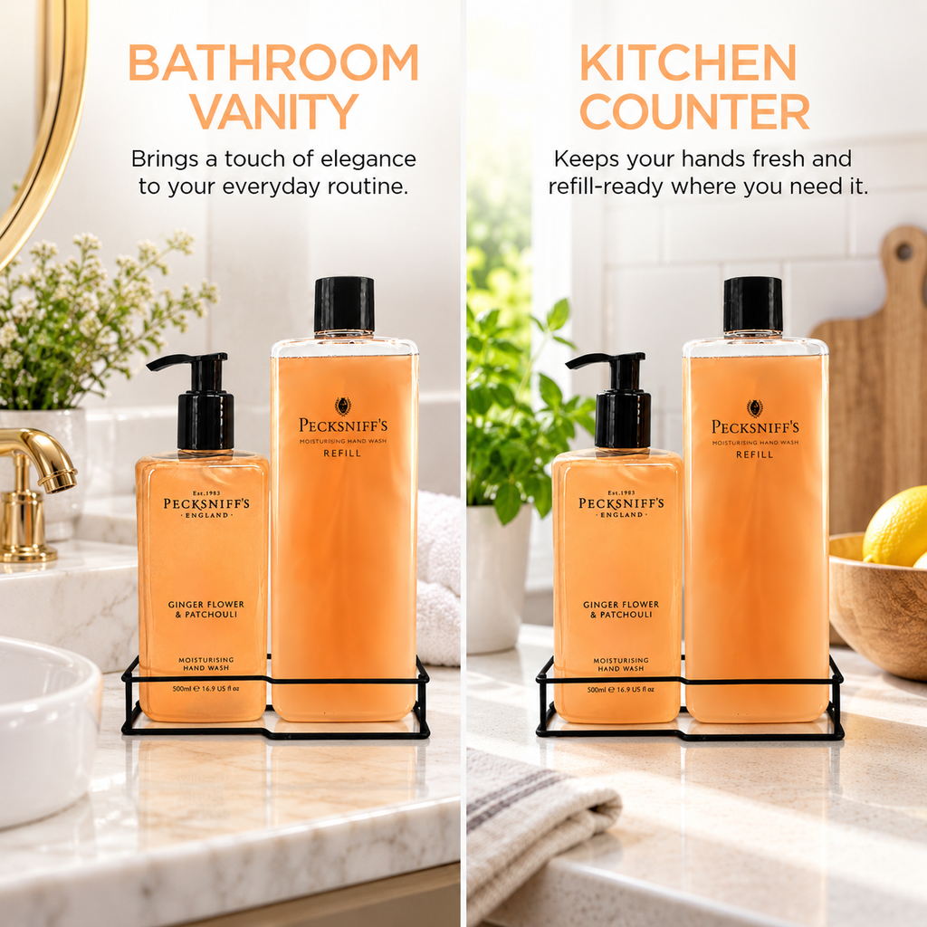 Pecksniff's Classic Ginger Flower & Patchouli Moisturizing Hand Wash 500ml/16.9 Fl oz and Hand Wash Refill 1L/1000ml,33.8 Oz