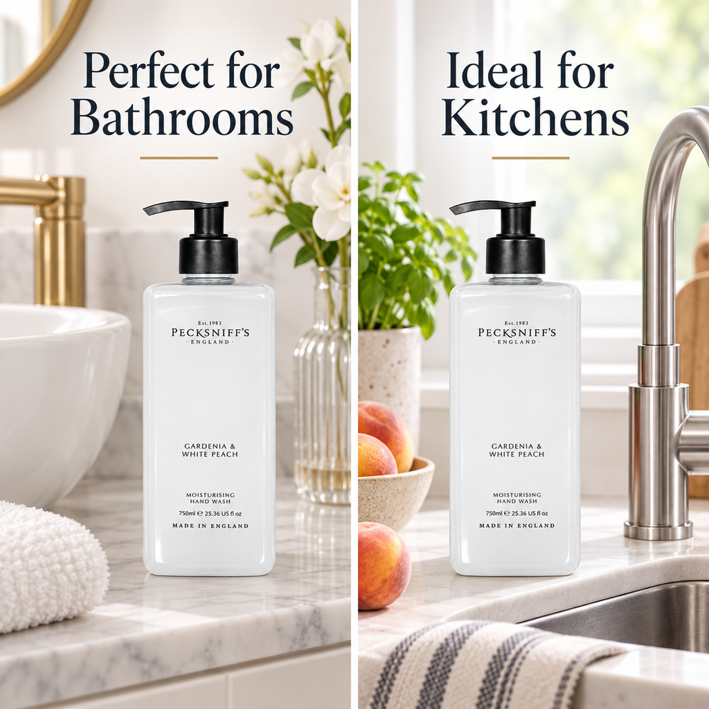 Pecksniff's Classic Gardenia & White Peach Scented Moisturizing Hand Wash | 750ml, 25.3 Fl oz