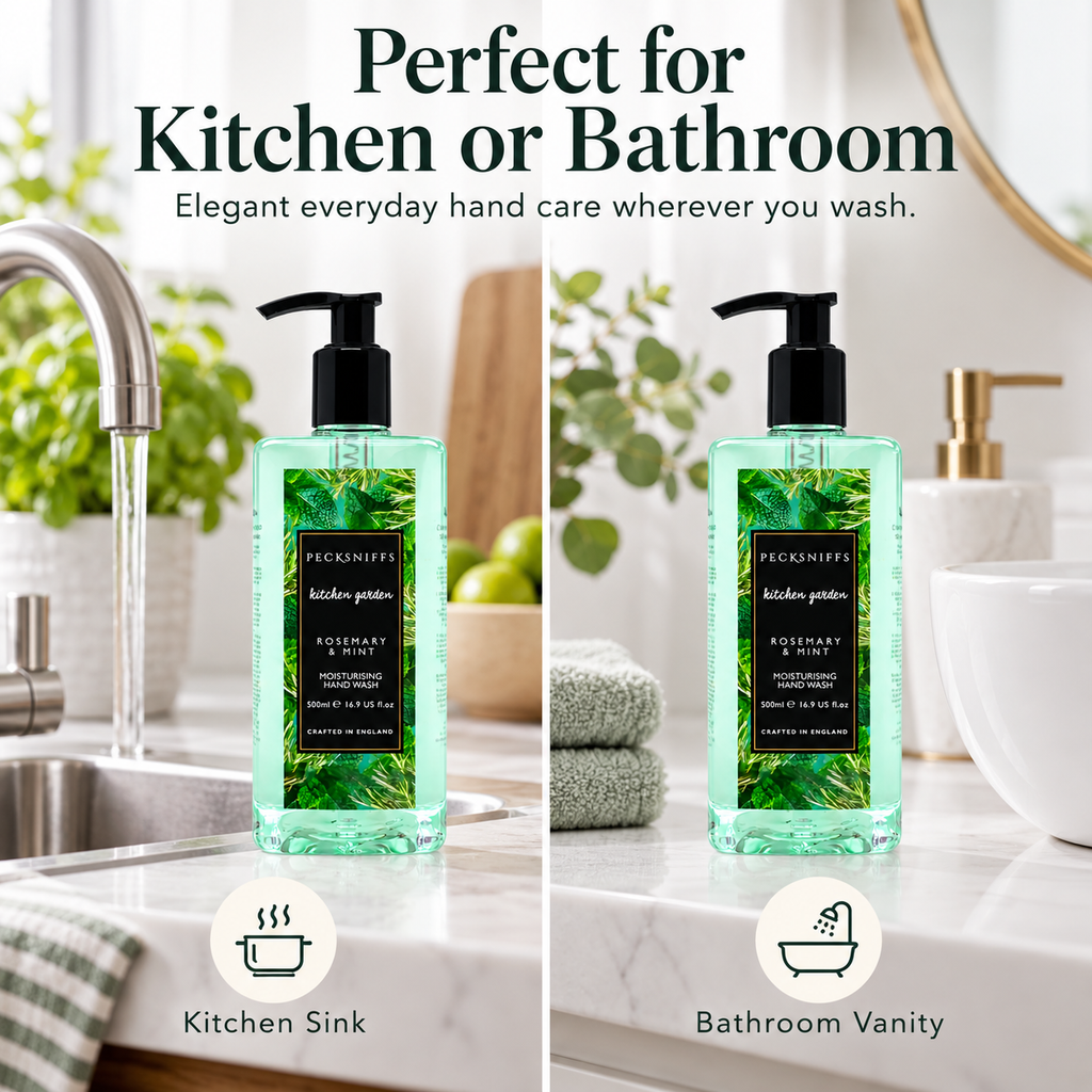 Pecksniffs Rosemary & Mint Scented Moisturizing Hand Wash | 500ml, 16.9 Fl oz