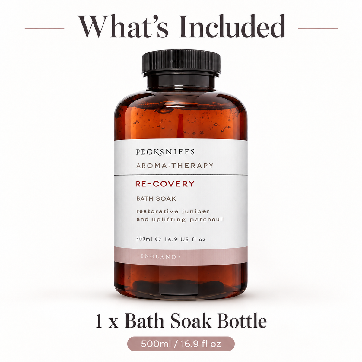 Pecksniffs Aroma:Therapy Re-Covery Bath Soak Decanter | 500ml/16.9 Fl Oz