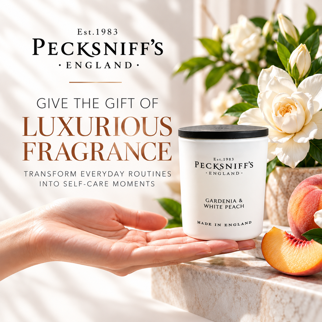 Pecksniff's Gardenia & White Peach Luxury Scented Candle | 1 Wick, 100 g/3.5 oz