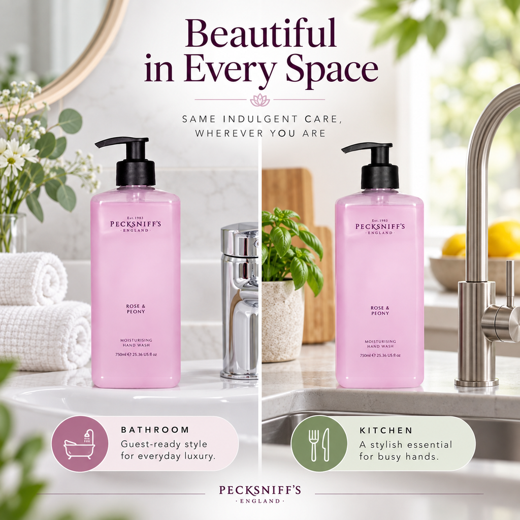 Pecksniff's Classic Rose & Peony Scented Moisturizing Hand Wash | 750ml, 25.3 Fl oz