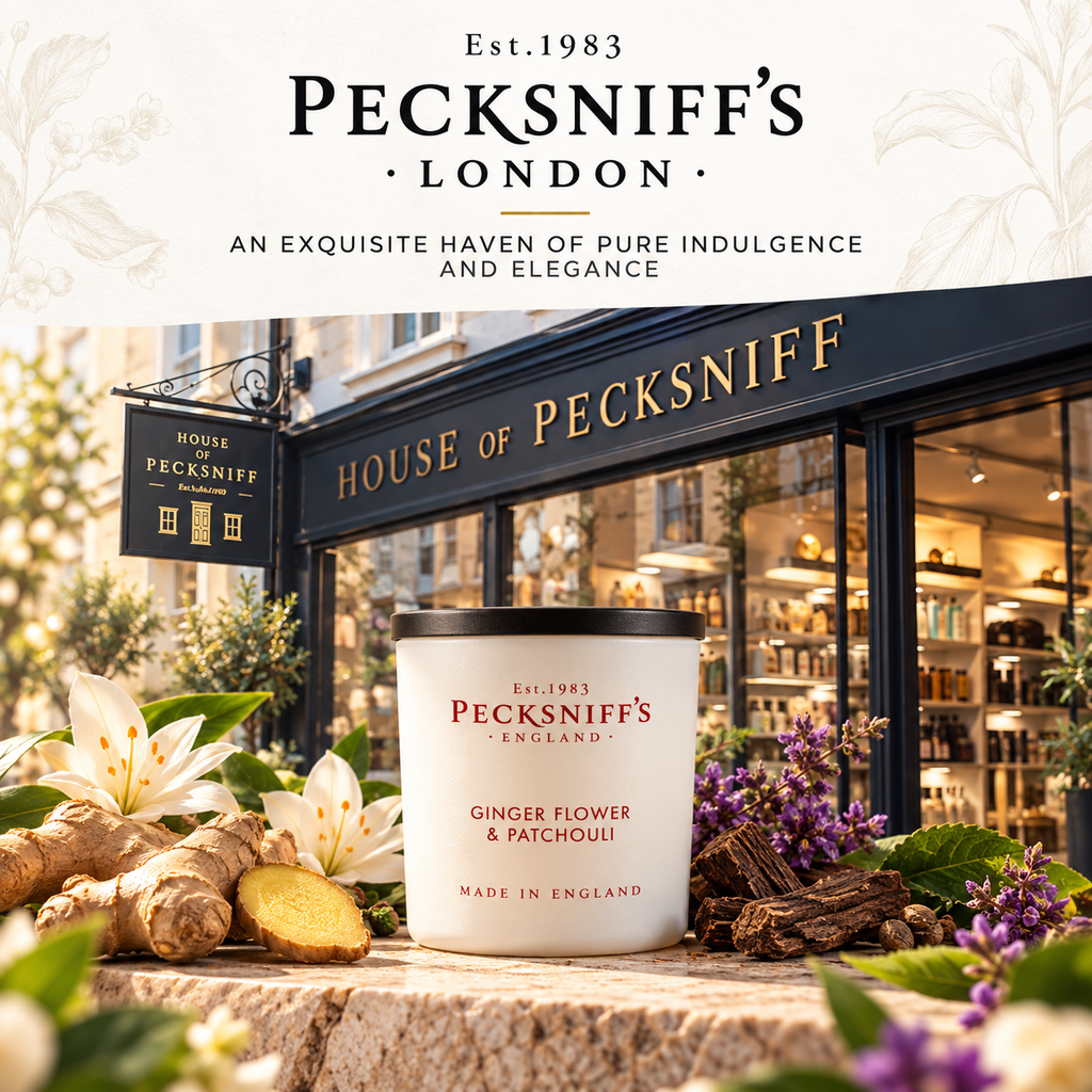 Pecksniff's Ginger Flower & Patchouli Luxury Scented Candle | 1 Wick, 100 g/3.5 oz