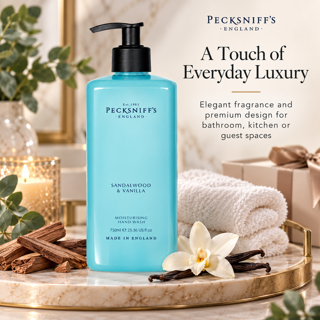 Pecksniff's Classic Sandalwood & Vanilla Scented Moisturizing Hand Wash | 750ml, 25.3 Fl oz