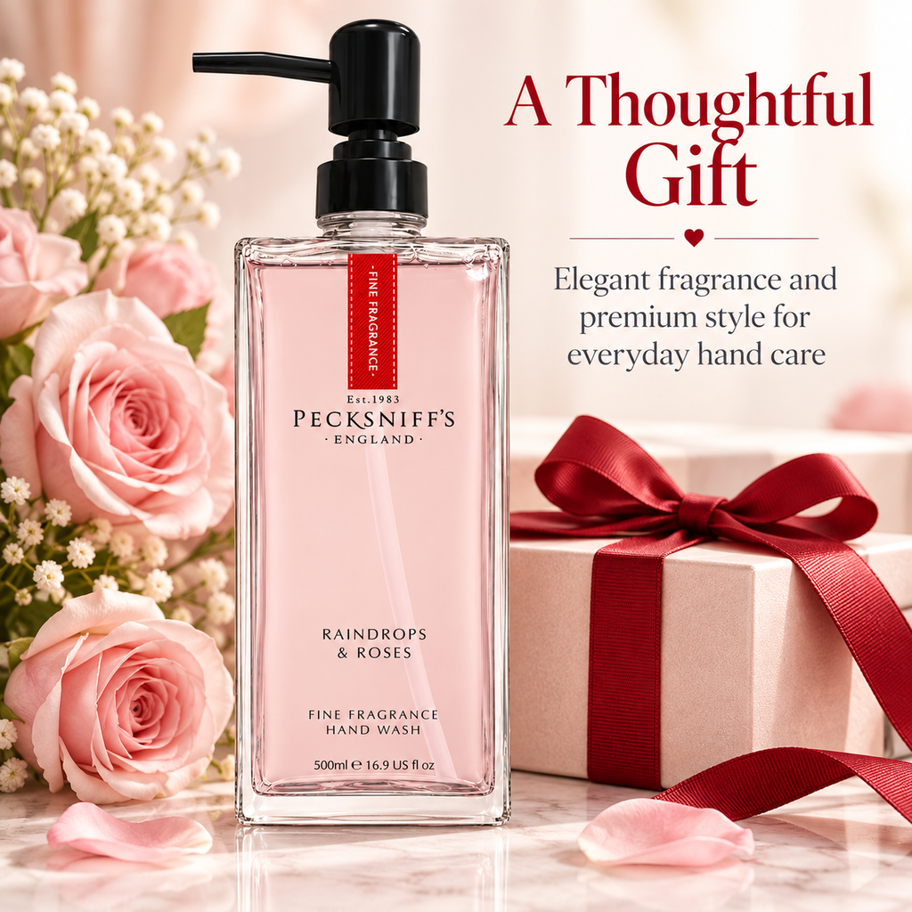 Pecksniffs Raindrops & Roses Fine Fragrance Hand Wash in a Glass Bottle | 500ml, 16.9 Fl oz