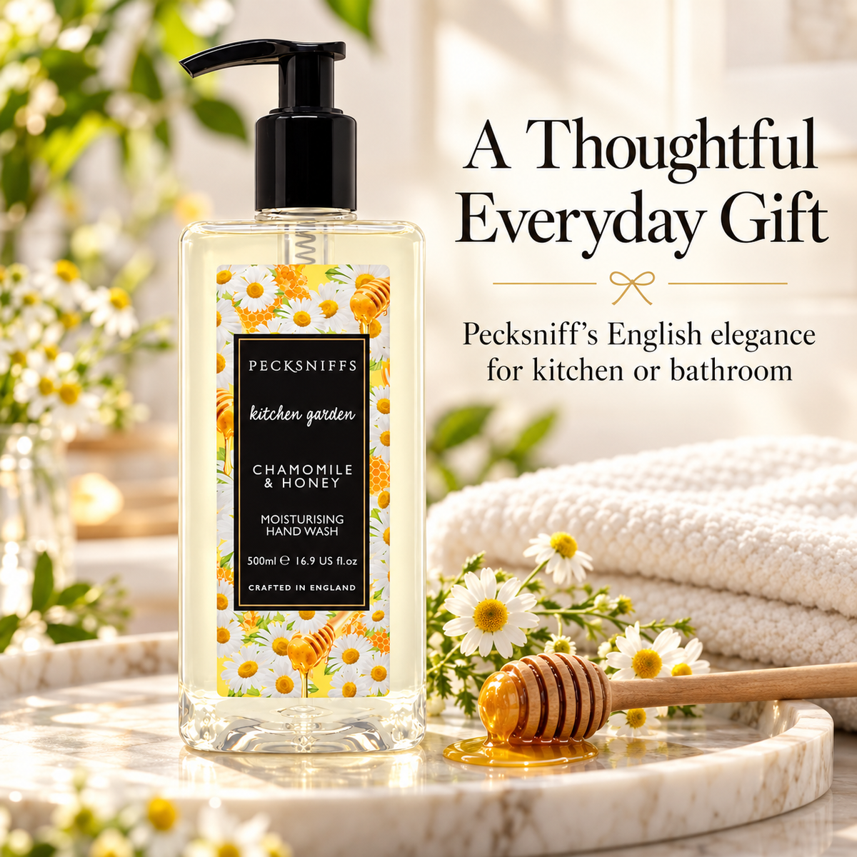 Pecksniff's Classic Chamomile & Honey Scented Moisturizing Hand Wash | 500ml, 16.9 Fl oz