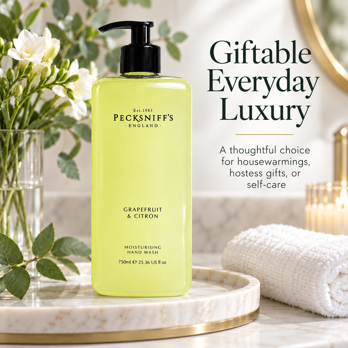 Pecksniffs Classic Grapefruit & Citron Scented Moisturizing Hand Wash | 750ml, 25.3 Fl oz