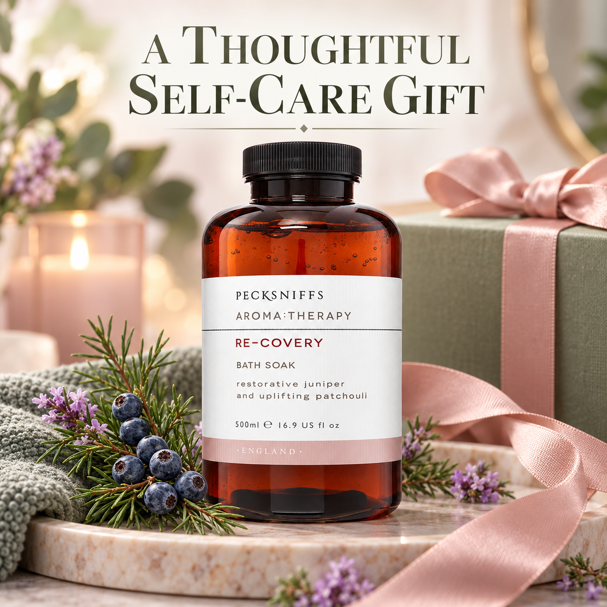 Pecksniffs Aroma:Therapy Re-Covery Bath Soak Decanter | 500ml/16.9 Fl Oz