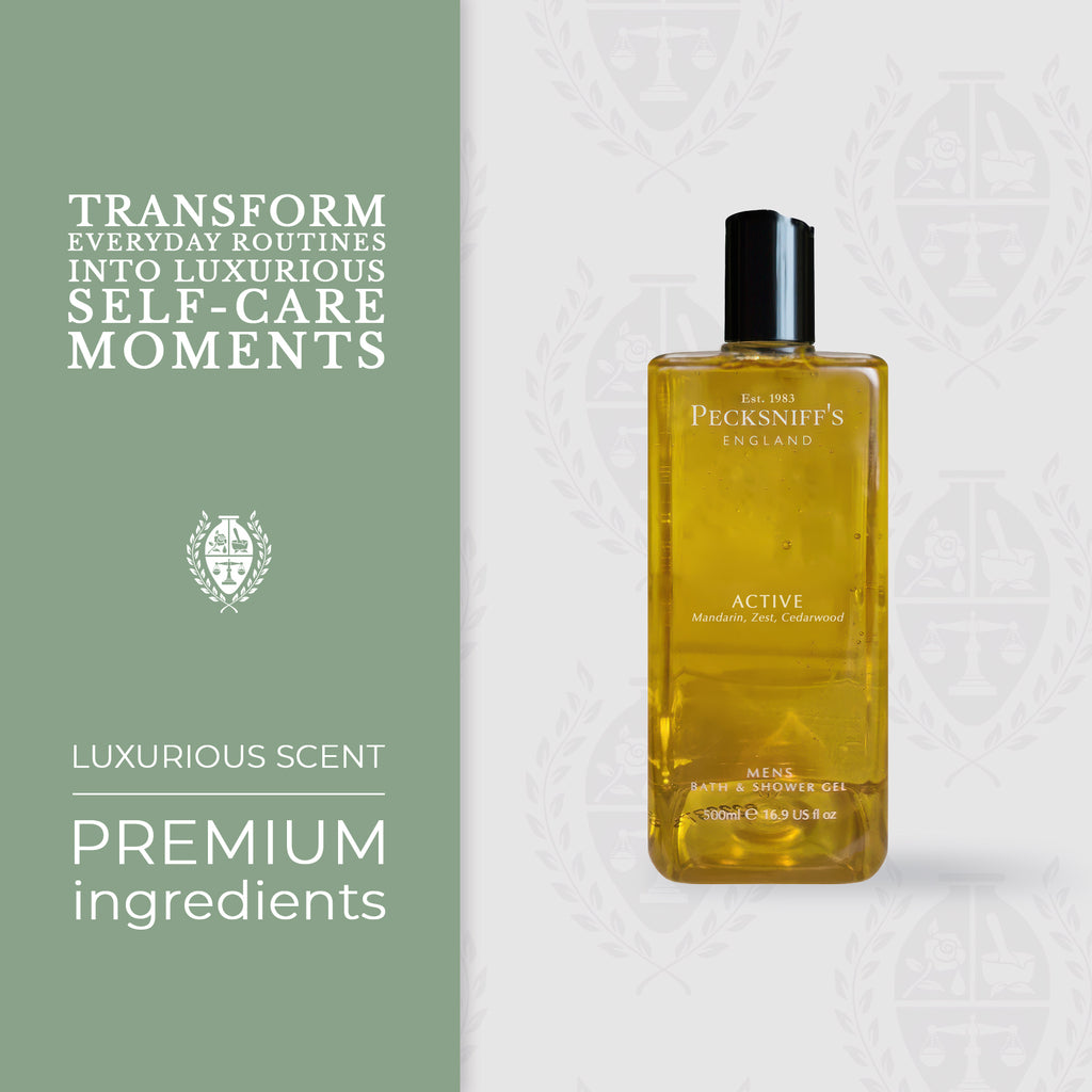 Pecksniffs Active Men's Bath and Shower Gel | 500ml /16.9 Fl Oz