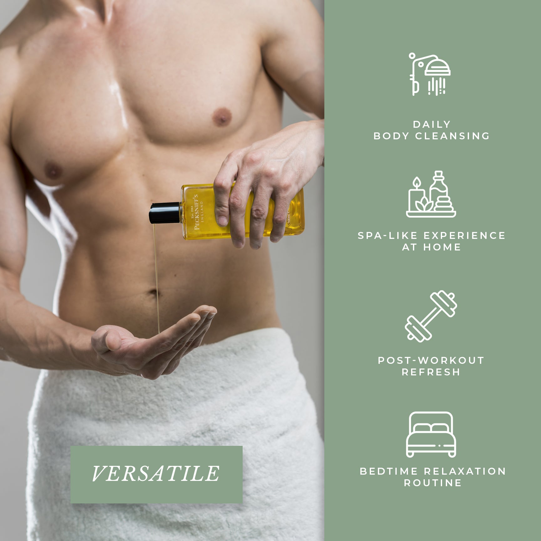 Pecksniffs Active Men's Bath and Shower Gel | 500ml /16.9 Fl Oz